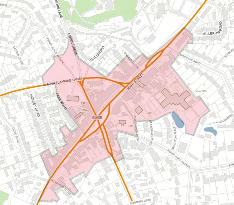Map of the Experience Esher BID area