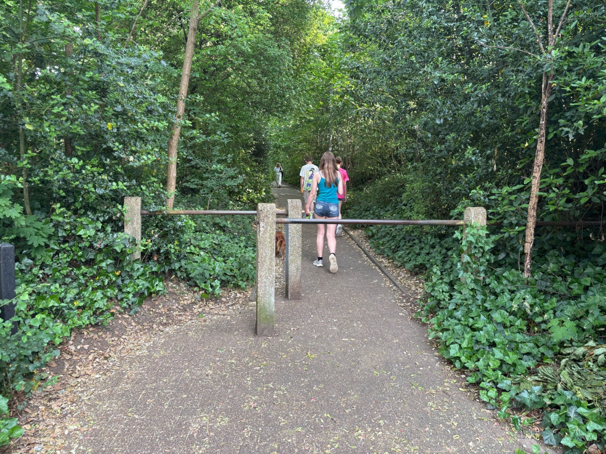 Walkers on Church Walk, the leafy footpath into Esher town centre